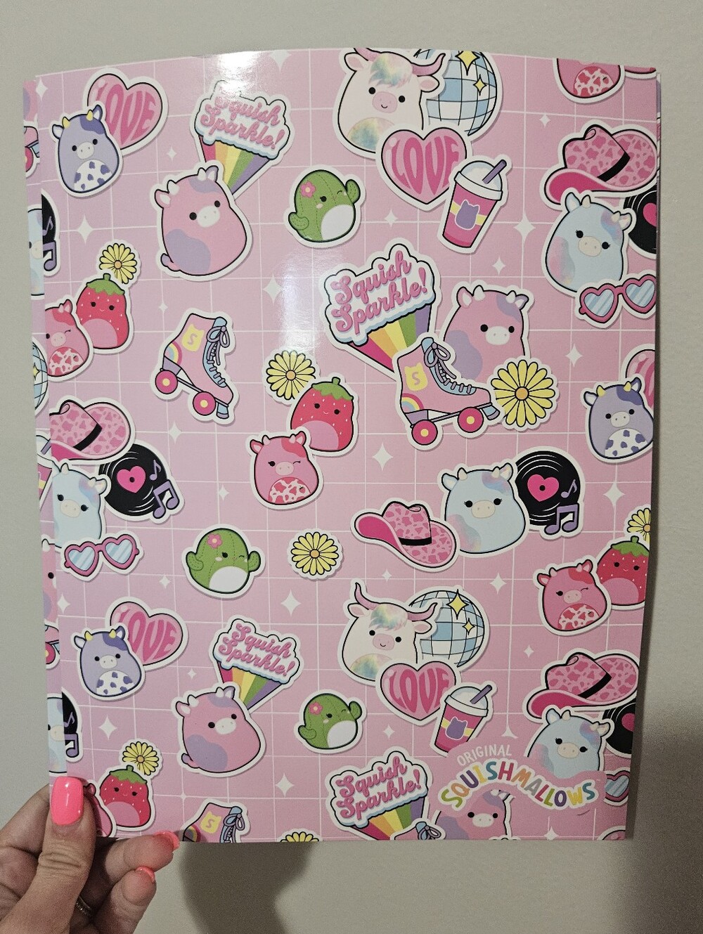 NWT Pink Squishmallows Pattern Folder With 3 Ring Center